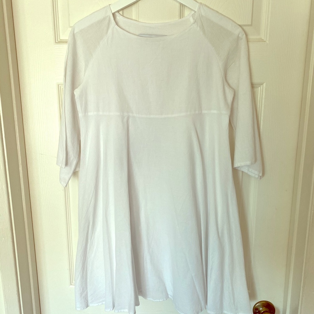 White Cotton Voile Baby Doll Dress